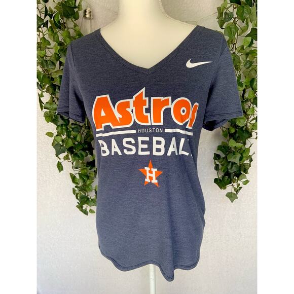 Nike Tops - Nike Astros Houston Baseball Gray White & Orange V Neck T Shirt Women's SZ Small